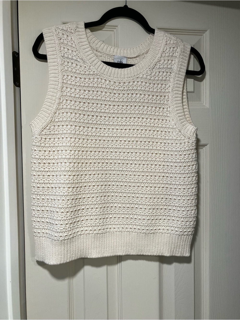 Cabi Shelly Sleeveless Crochet Knit vest Top - Cream